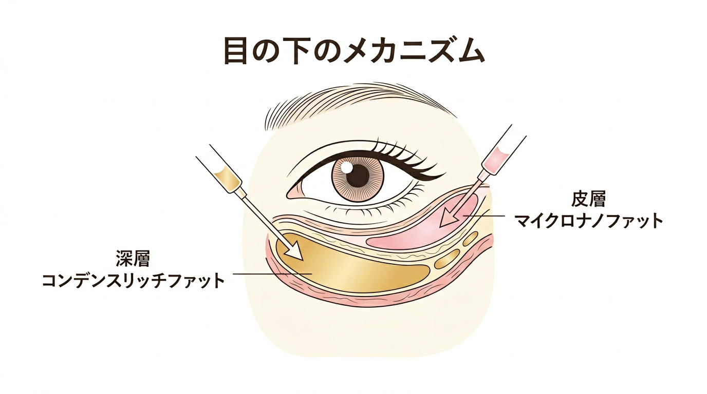2層脂肪注入の図解